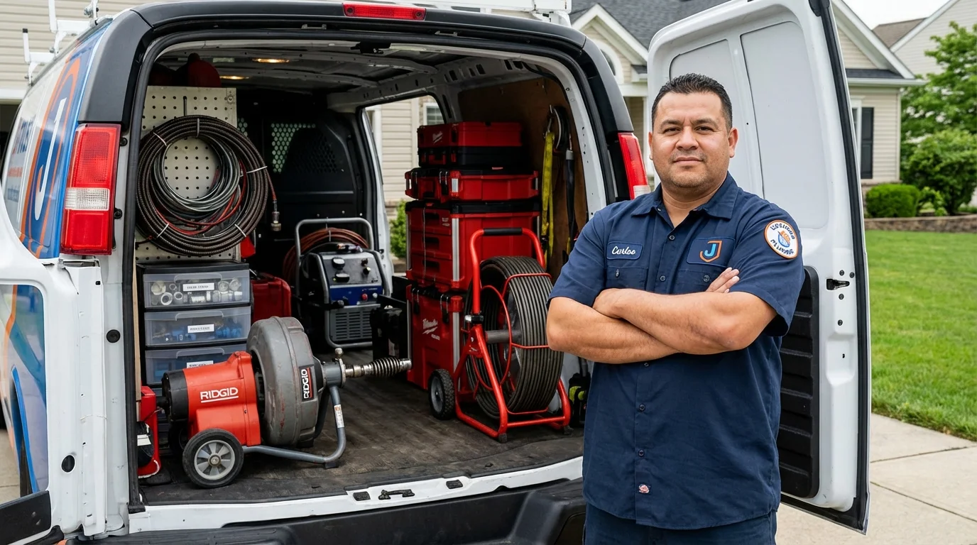 Professional drain cleaning equipment and Johns Plumbing LLC plumber in Newcastle